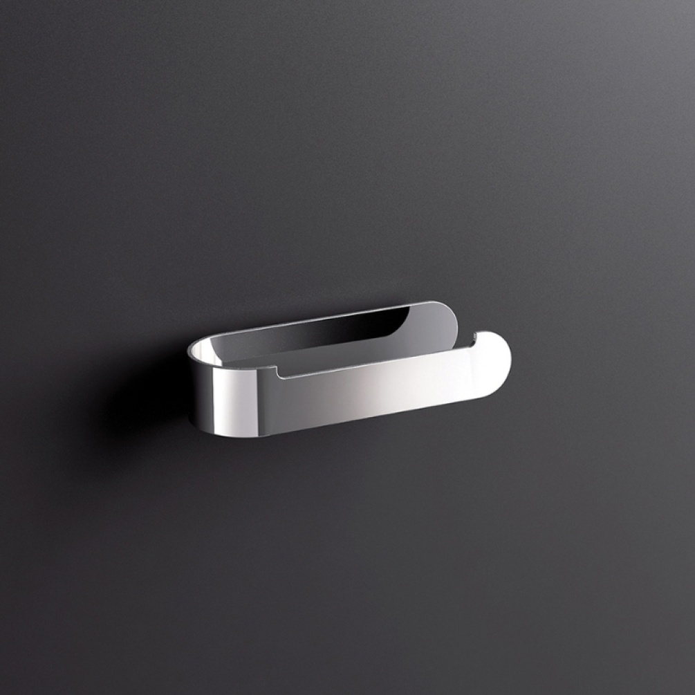 Close up product image of the Origins Living S5 Polished Stainless Steel Open Toilet Roll Holder